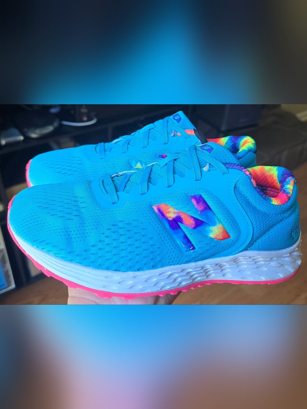 Sz 4 Big Kids BEW BALANCE FRESH FOAM ARISHI V2 'Bright Blue' Running Shoes